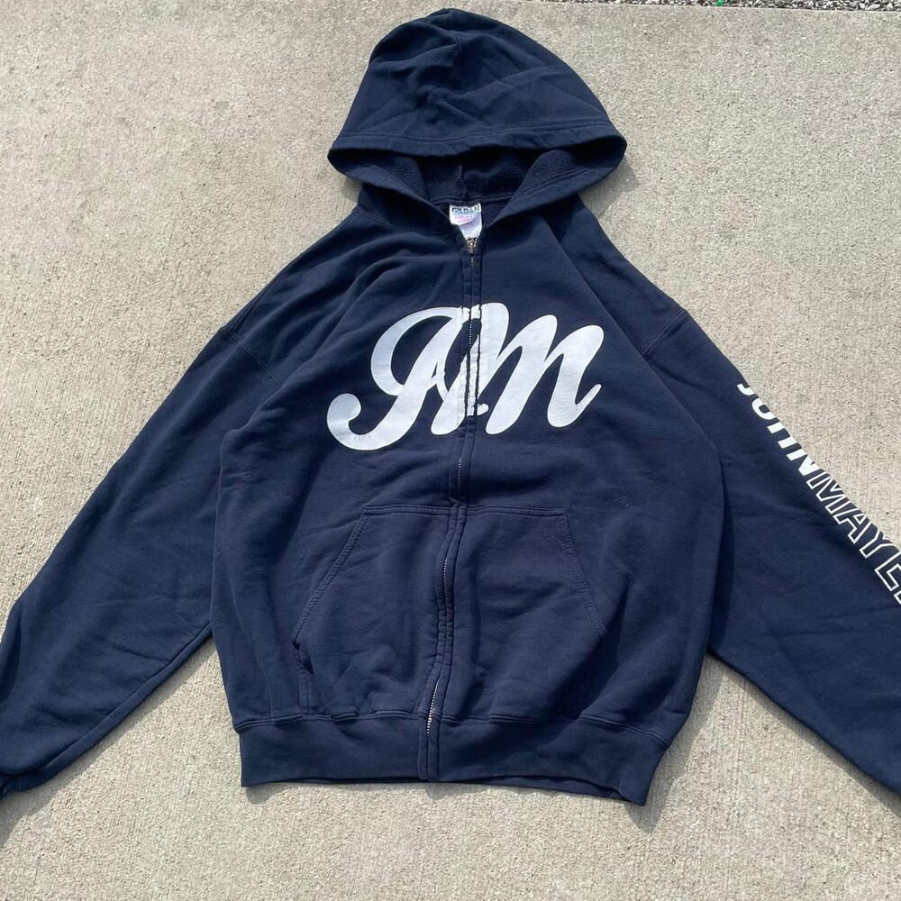 John Mayer Zip Hoodie Gildan Heavy Blend Navy Size Large